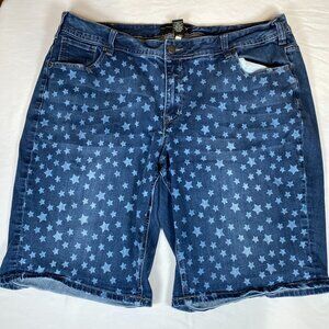 Venezia 12" Denim with Stars Shorts Women's 22 Blue Cotton Blend